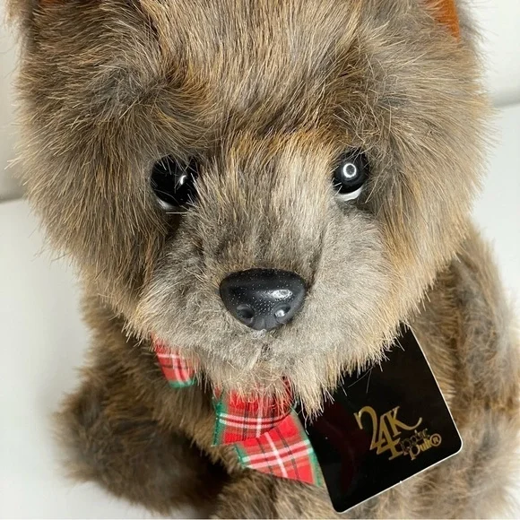 NWT 1992 Vintage 24K Special Effects Polar Puff dog terrier stuffed animal plaid - Picture 7 of 13